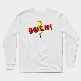 Comic Old School Ouch Hurt Funny Retro Thunder Lightning Cool Gift Long Sleeve T-Shirt